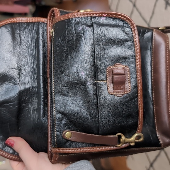 Brahmin Leather Black Brown Crossbody Shoulder Leather Purse Bag Vintage - Picture 14 of 14